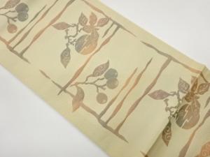 本場筑前博多横段に抽象果物模様織出し名古屋帯